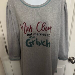 Mrs. Claus But Married To Grinch Top Funny Womens 2X Christmas Bling Shirt NWT